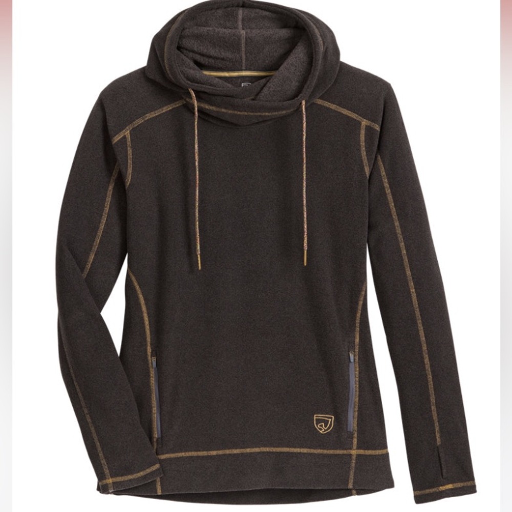 NOBLE EQUESTRIAN Black Asphalt Autumn Cozy Cowl Pullover Fleece Hoodie Sz M